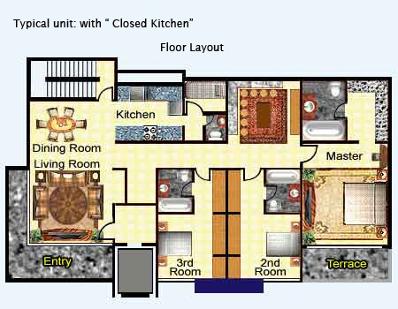 スディルマン レジデンス 236sqm Closed Kitchen 間取り図