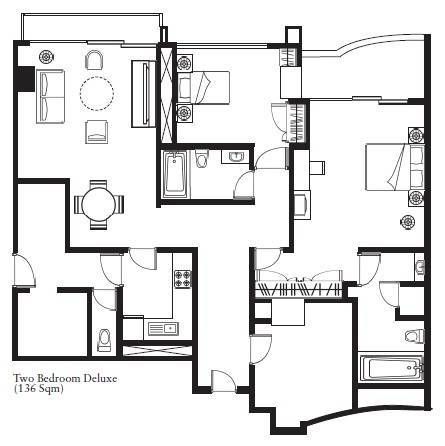 Somerset Grand Citra 2 Bedroom Classic 136sqm 間取り図