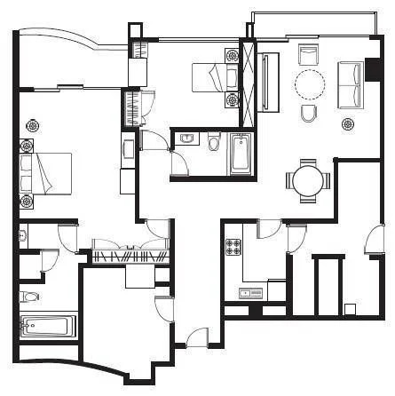 Somerset Grand Citra 2 Bedroom Deluxe 140sqm 間取り図
