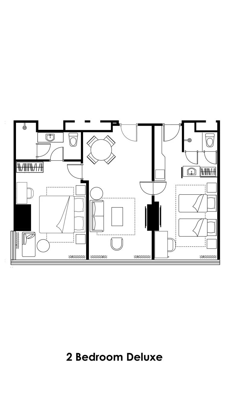 Oakwood Slipi Jakarta 2 Bedroom Deluxe 85sqm 間取り図