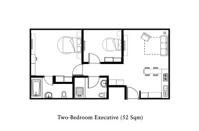Somerset Sudirman Jakarta 2 Bedroom Executive 52sqm 間取り図