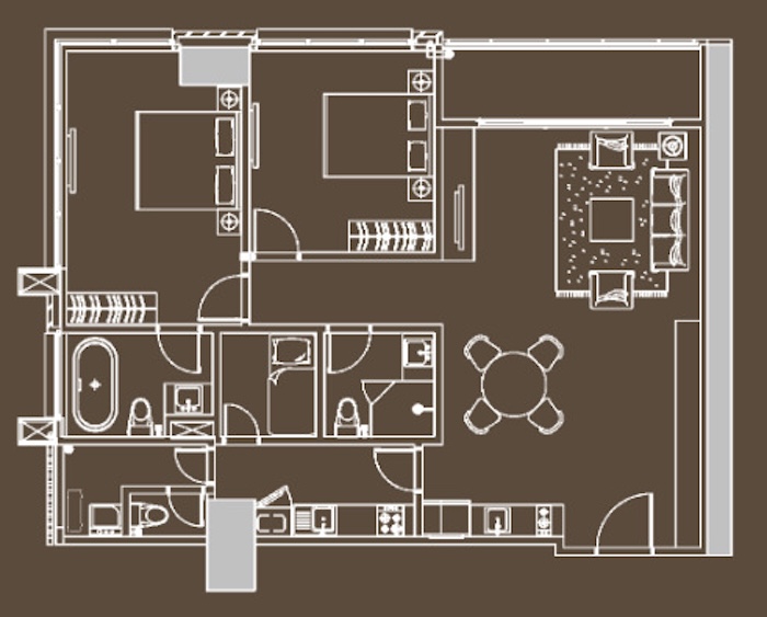 The Elements Tower Harmony 2 Bedroom Type A 127sqm 間取り図