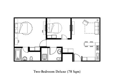 Somerset Sudirman Jakarta 2 Bedroom Deluxe 78sqm 間取り図
