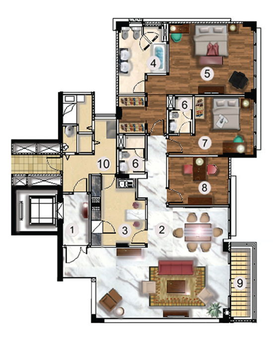 Senayan City Residence 2 Bedroom Study 235sqm 間取り図
