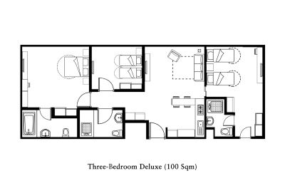 Somerset Sudirman Jakarta 3 Bedroom Deluxe 100sqm 間取り図
