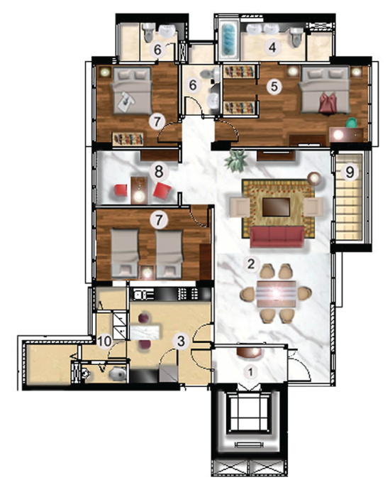 Senayan City Residence 3 Bedroom Study 207sqm 間取り図