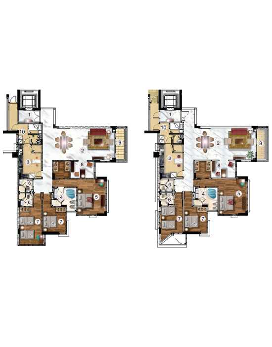 Senayan City Residence 3 Bedroom Study 243sqm 間取り図