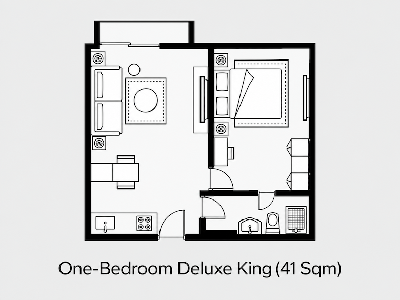 Citadines Sudirman Jakarta 1 Bedroom Deluxe 41sqm 間取り図
