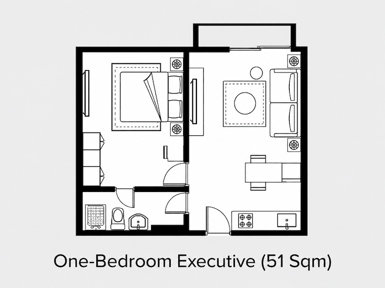 Citadines Sudirman Jakarta 1 Bedroom Executive 51sqm 間取り図