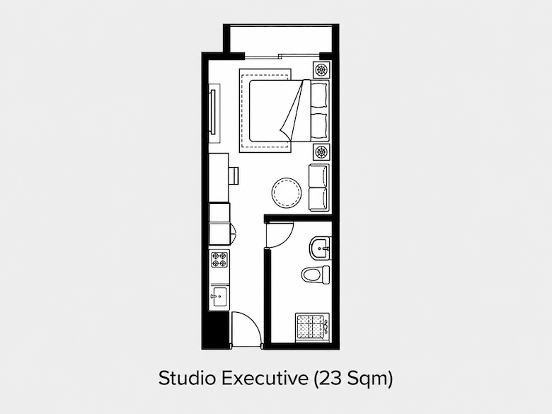 Citadines Sudirman Jakarta Studio Executive 23sqm 間取り図