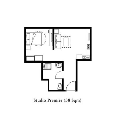 Somerset Sudirman Jakarta Studio Premier 38sqm 間取り図