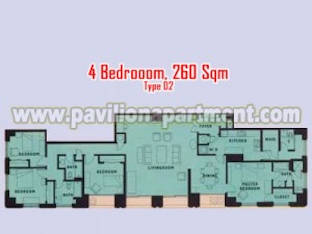 パビリオン アパートメント 4 Bedroom Type 02 260sqm 間取り図