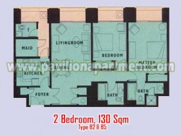 パビリオン アパートメント 2 Bedroom Type B2 B5 130sqm 間取り図
