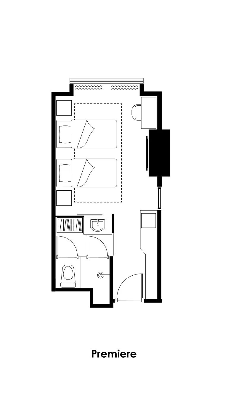 Oakwood Slipi Jakarta Studio Premier 27sqm 間取り図
